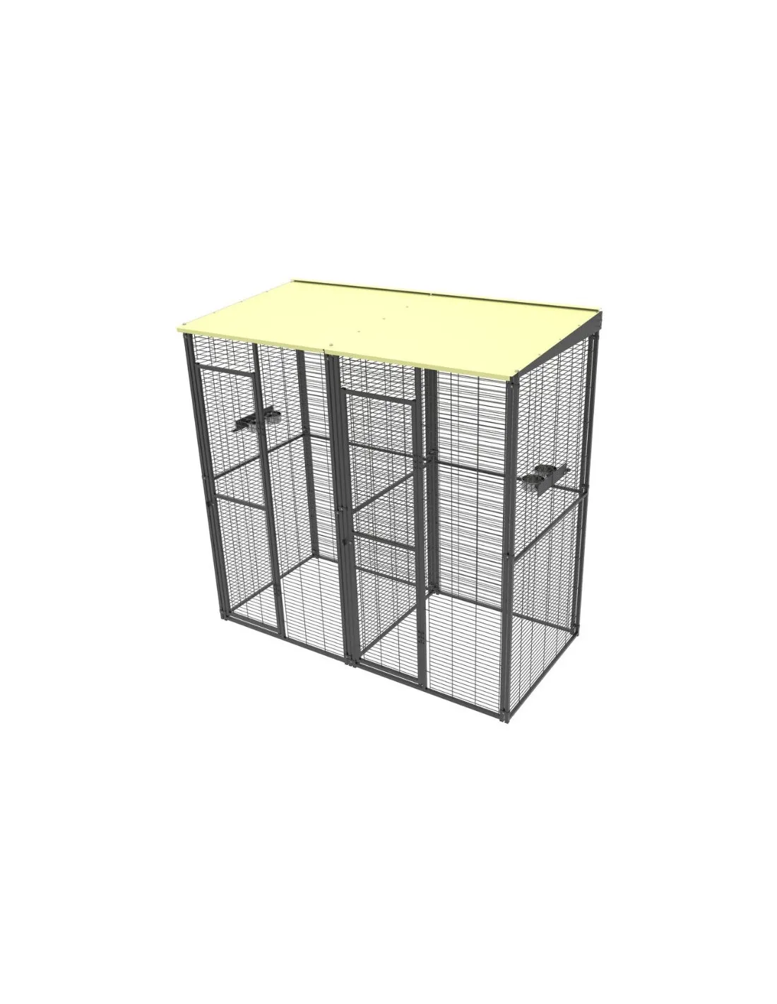 Volière 2x1x2 m avec Séparation et 2 Portes Toit Maille pour Perroquet Volière Extérieure Maille Soudée Robuste