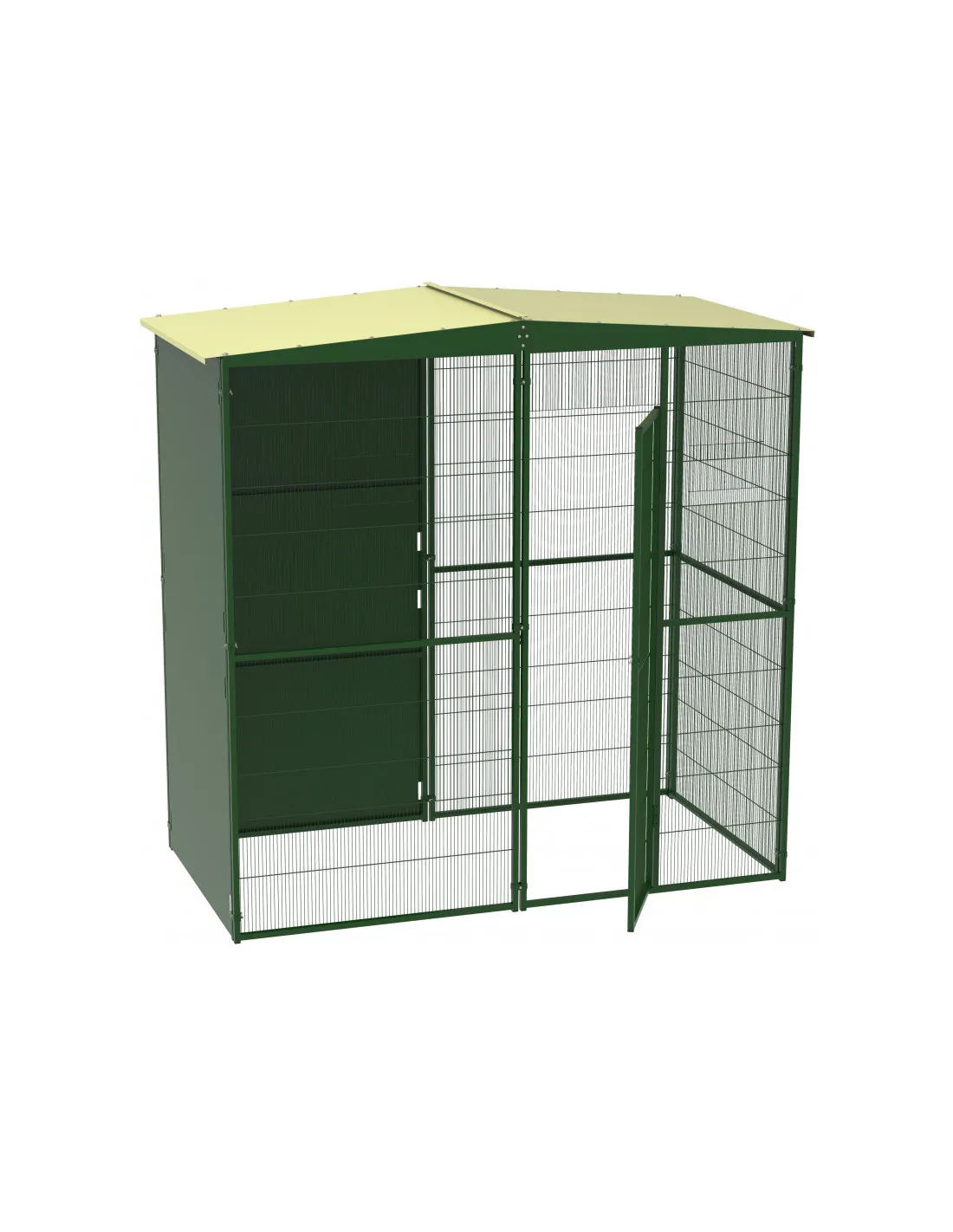 Volière 2x1x2 m avec toiture et panneaux coupe vent volière extérieure maille soudée robuste Volière jardin