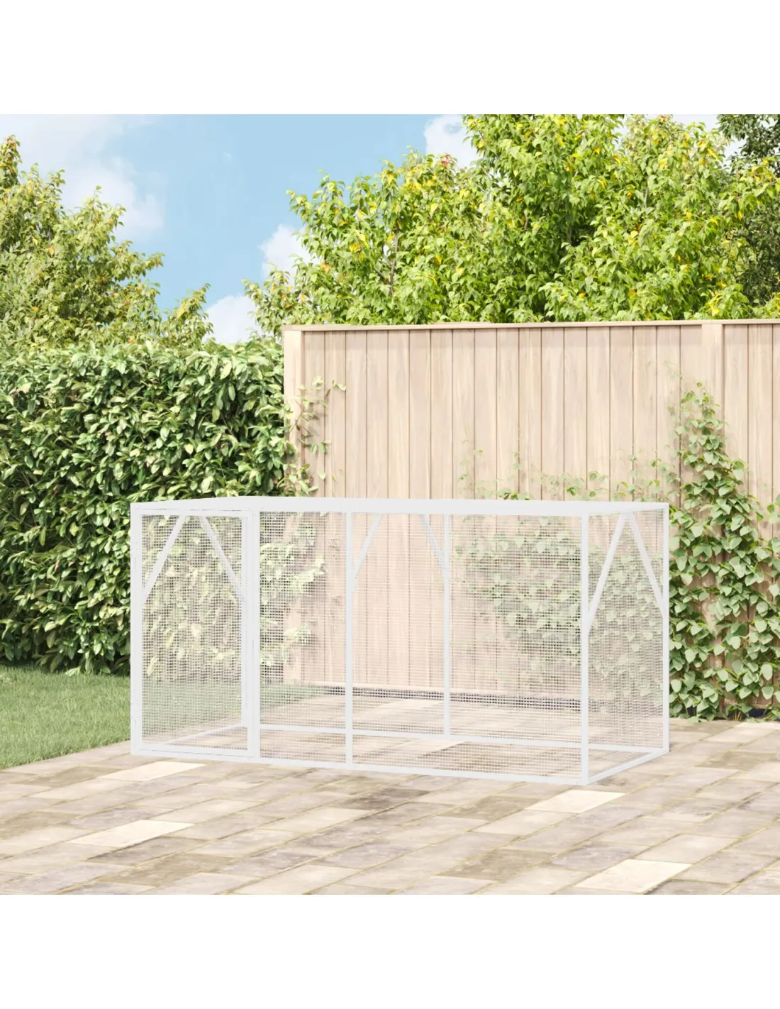 Volière de Jardin Blanche Maille Soudée 103x202x105 cm en Acier