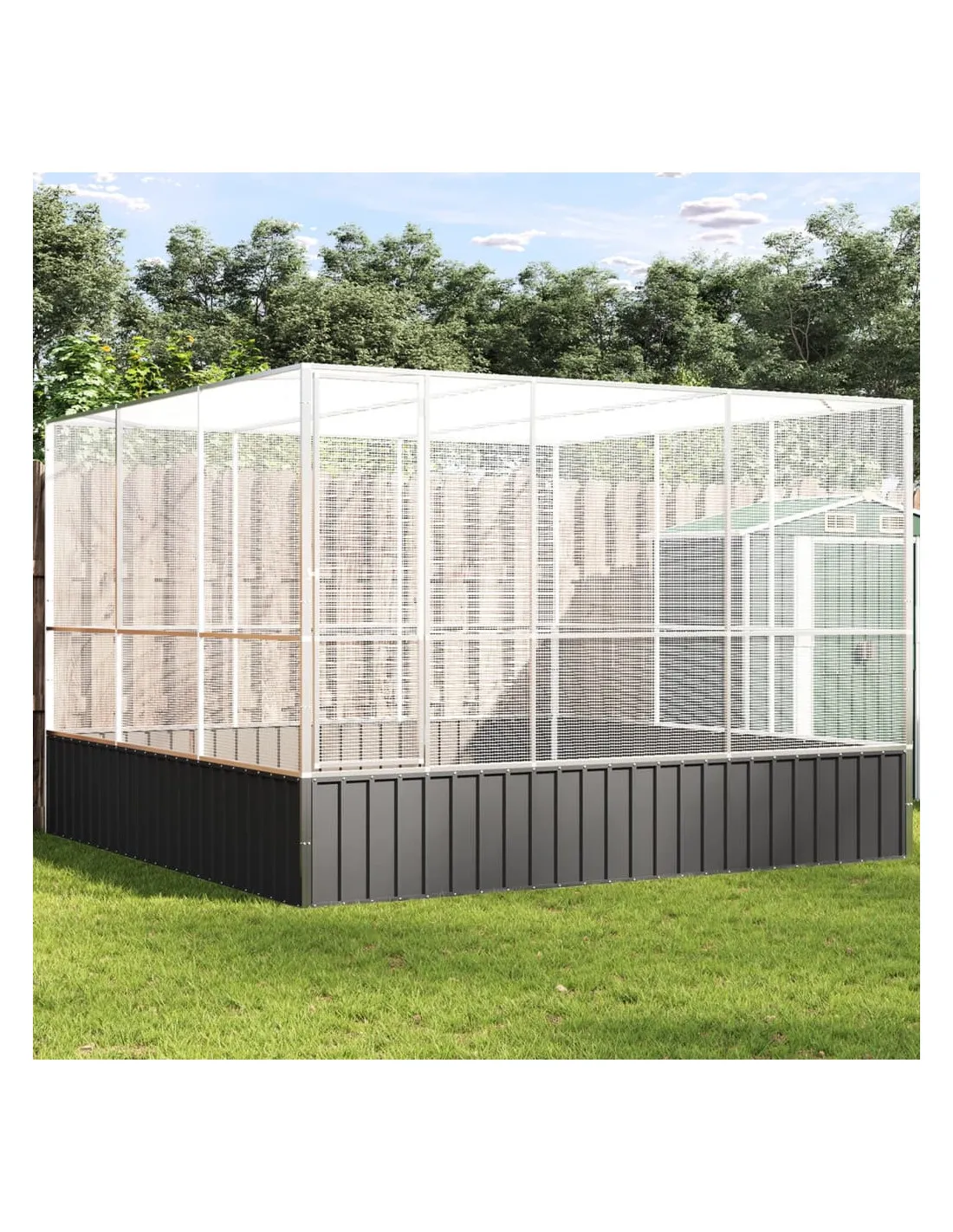 Volière de Jardin en Acier Galvanisé 3,11x3,07x2,12m Volière Métal