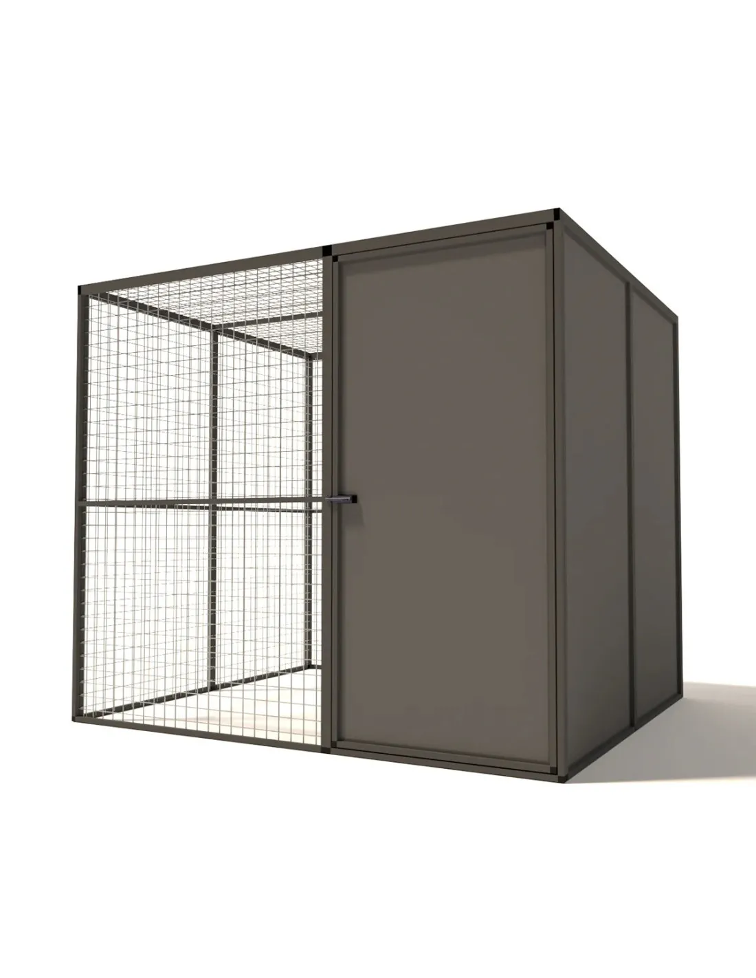 Volière Extérieure Alu Anthracite SAS Fermé et Abri Panneaux ACP 206 x 176 x 178 cm Maille 19 x 19 x 1,45 mm