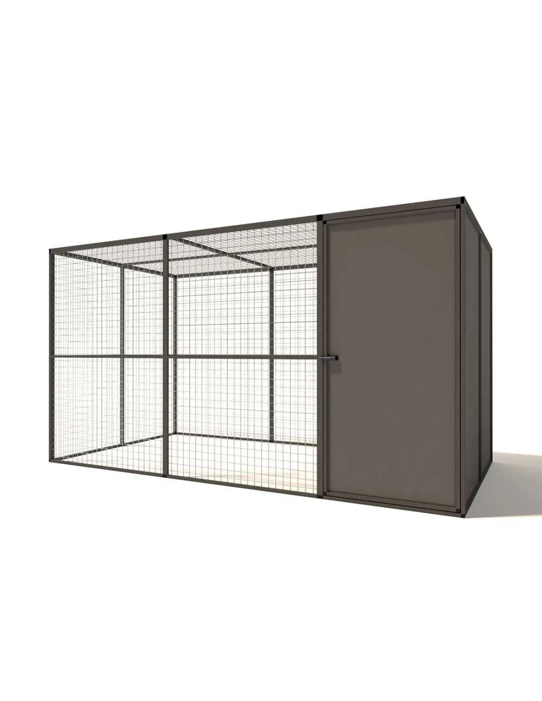 Volière Extérieure Alu Anthracite SAS Fermé et Abri Panneaux ACP 328 x 176 x 178 cm Maille 19 x 19 x 1,45 mm