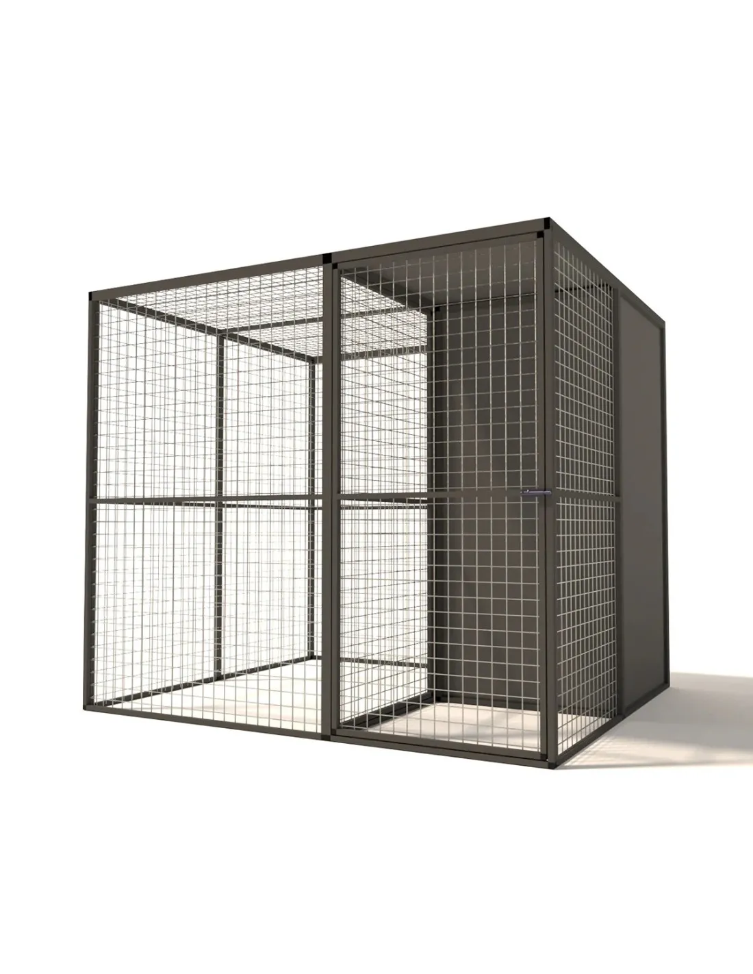 Volière Extérieure Alu Anthracite SAS Mailles et Abri Panneaux ACP 206 x 176 x 178 cm Maille 19 x 19 x 1,45 mm