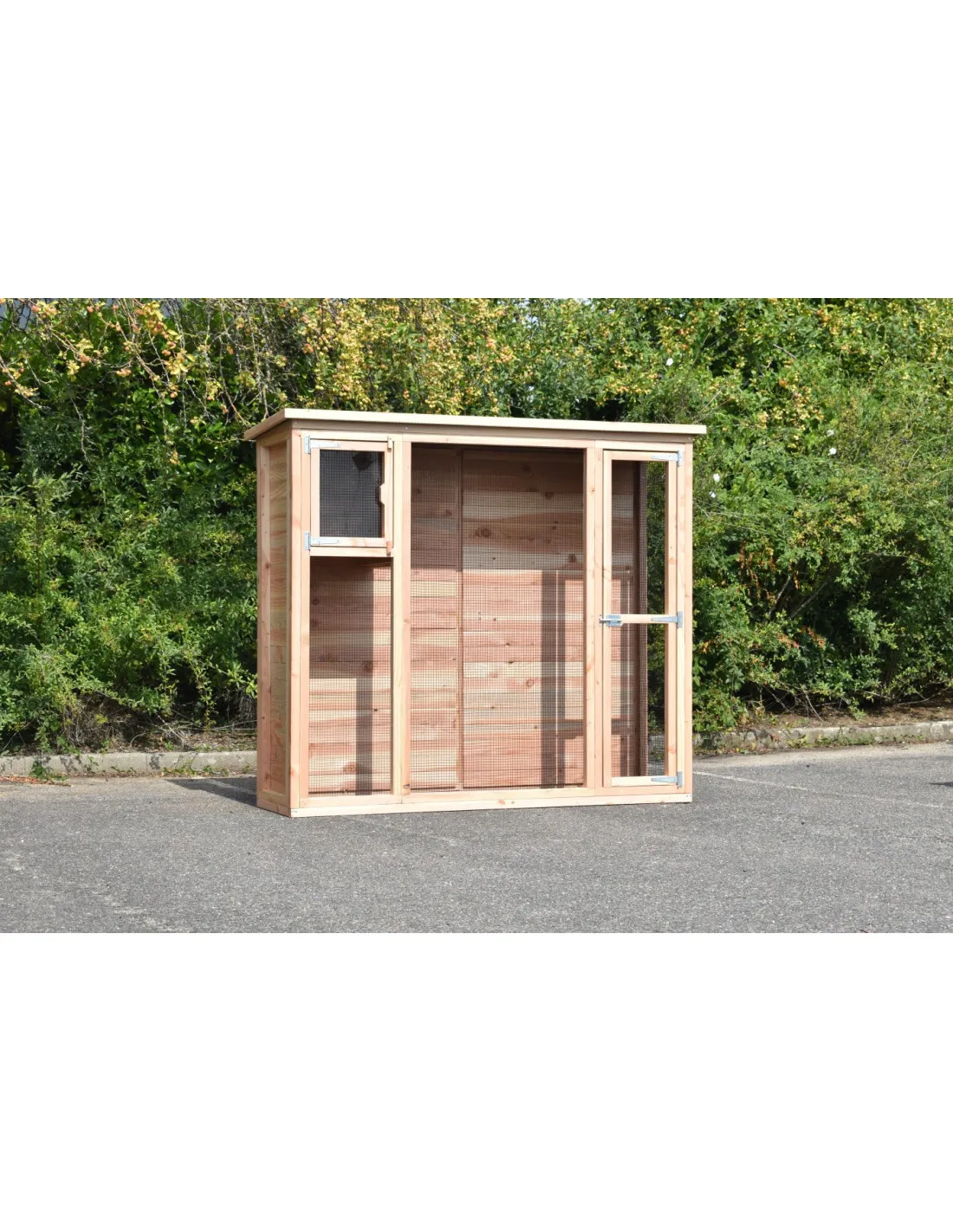 Volière Panoramique en Douglas Massif Volière de Jardin Petits Oiseaux avec Abri