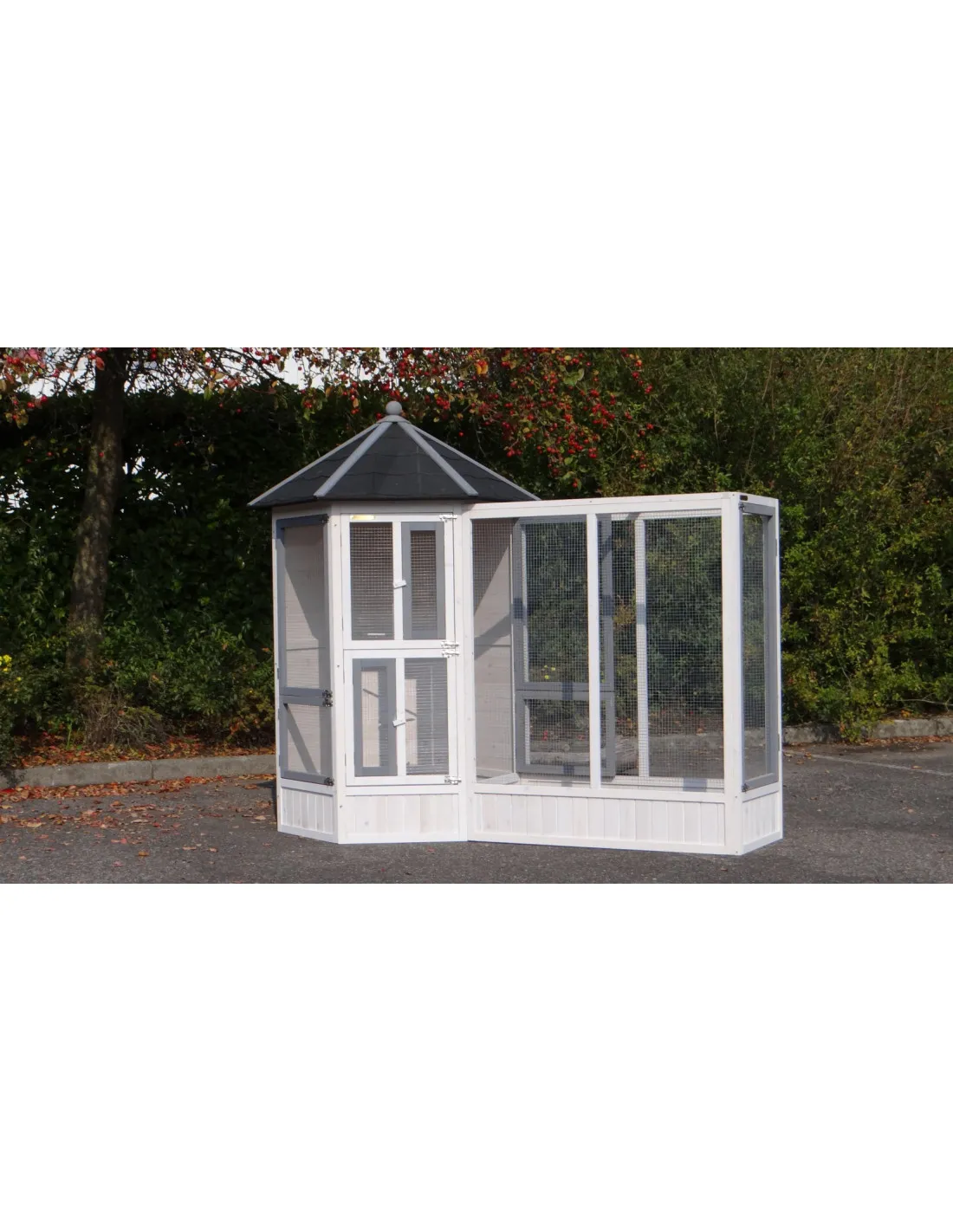 Volière Somptueuse avec plateau rotatif avec nichoirs volière de jardin en pin massif